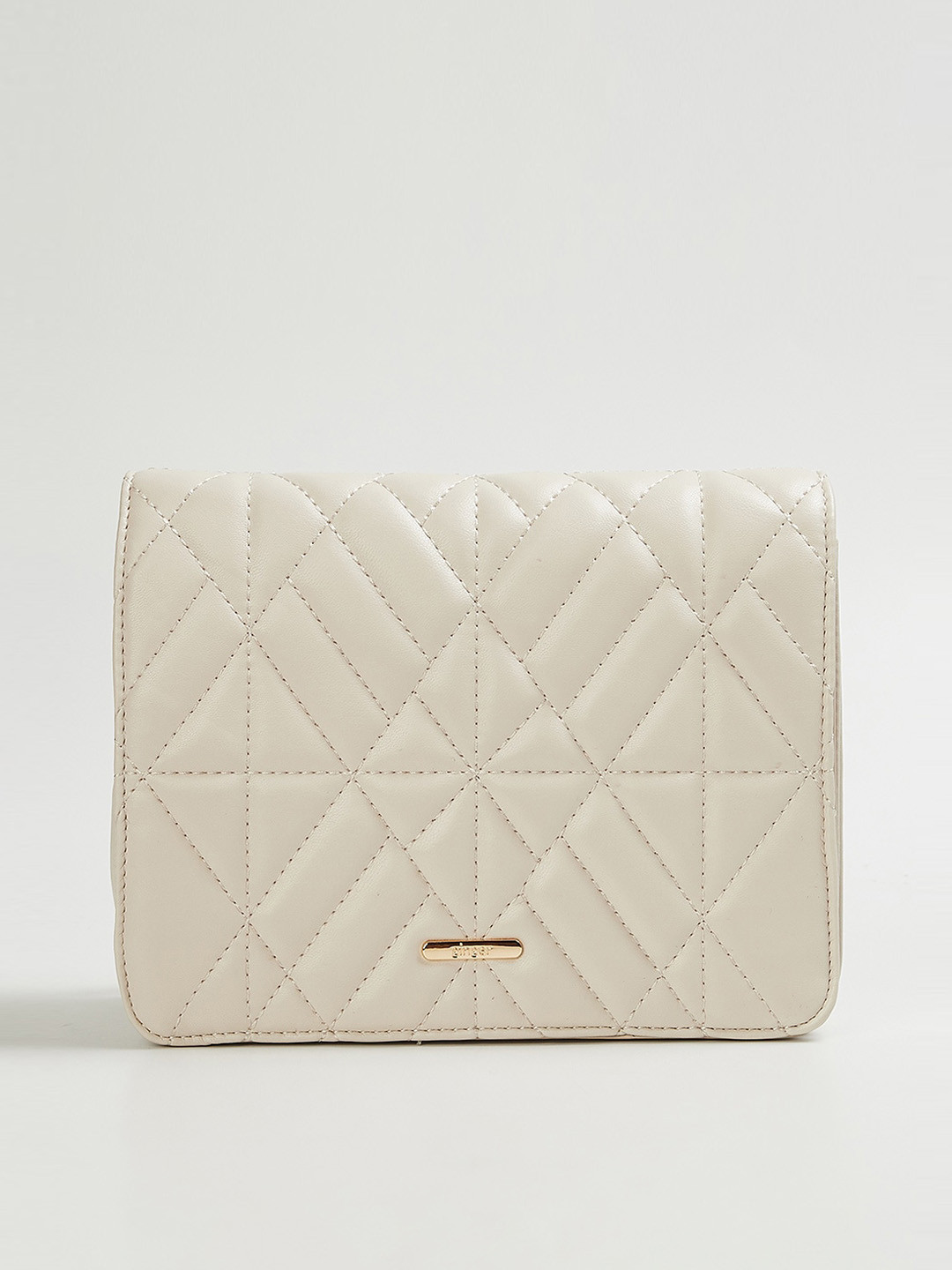 

Ginger by Lifestyle Off White Structured Sling Bag with Quilted