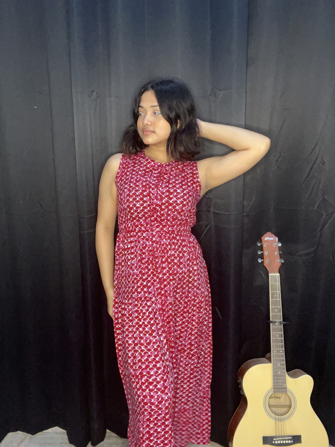 

Shae by SASSAFRAS Pink & Red Tiered Maxi Dress
