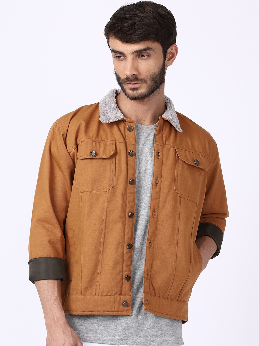 

VOXATI Men Mustard Denim Jacket