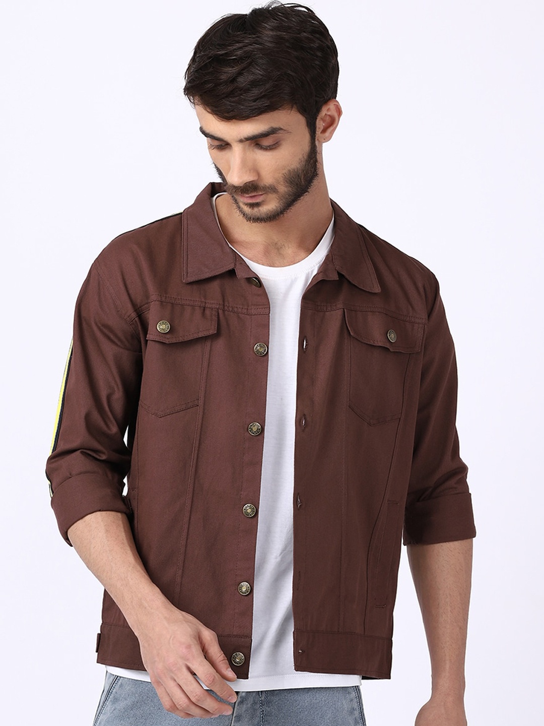 

VOXATI Men Brown Denim Jacket
