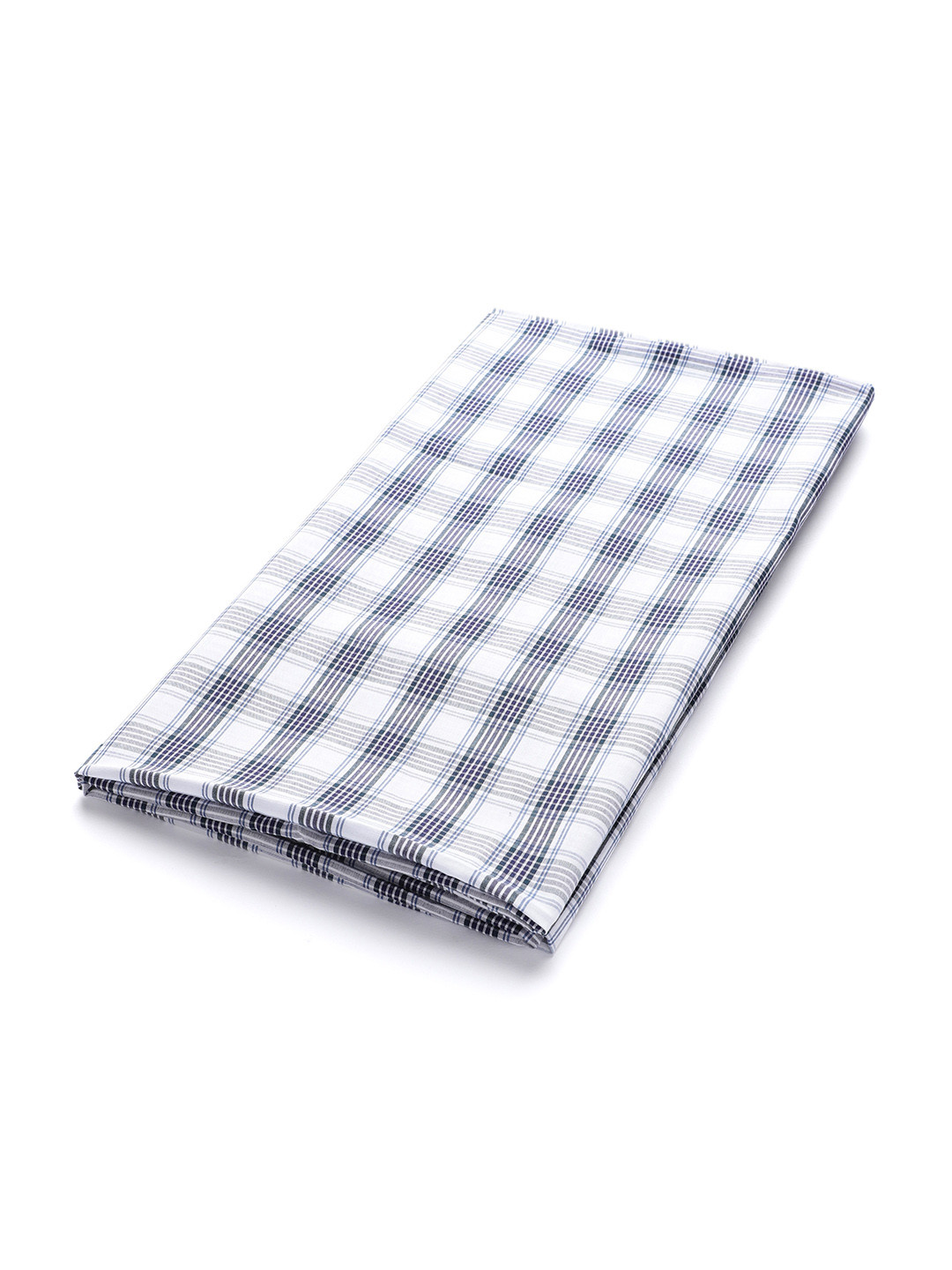 

LONDON CROSS Men White & Navy Blue Checked Cotton Shirt Fabric