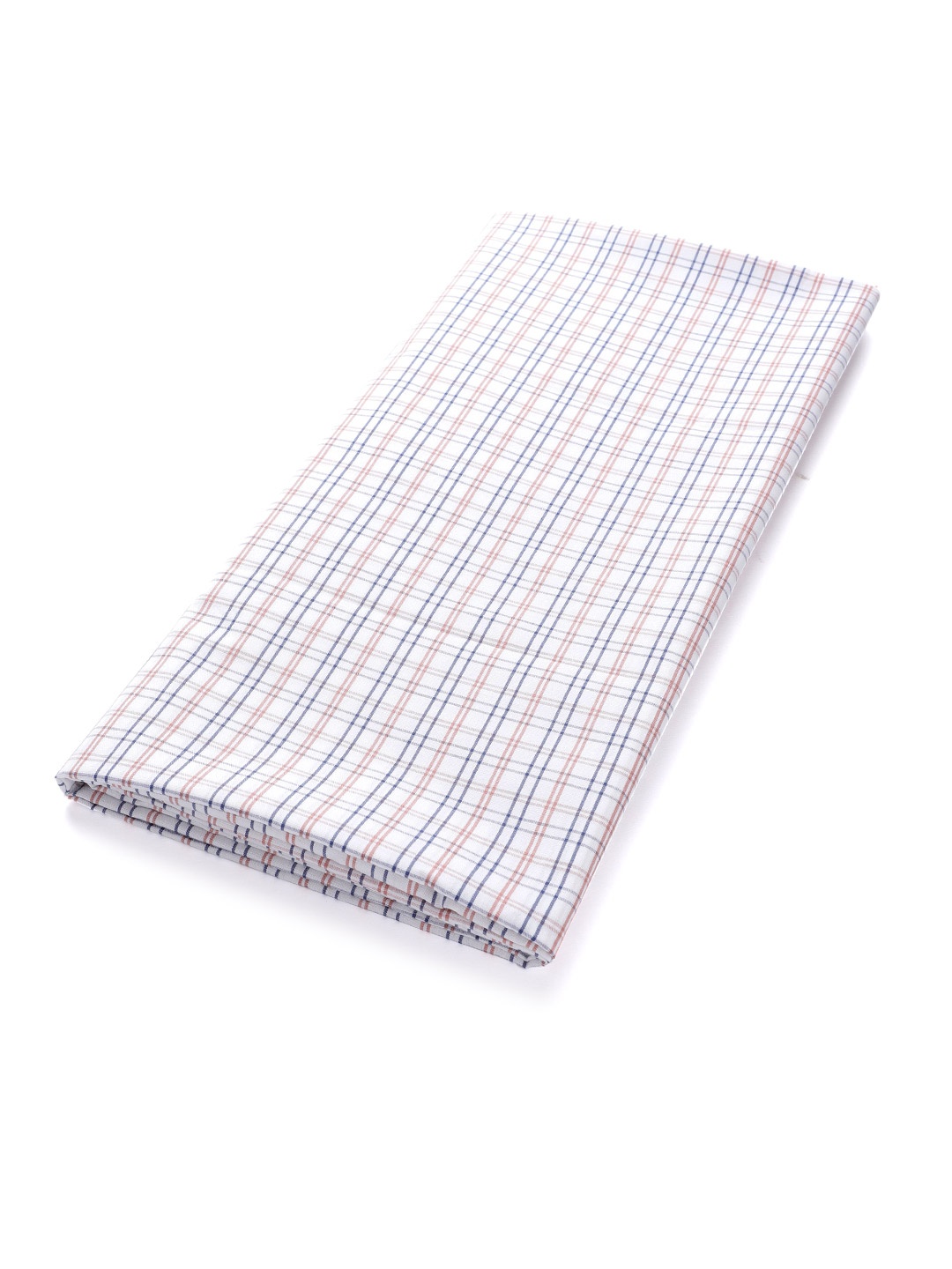 

LONDON CROSS White & Blue Checked Cotton Shirt Fabric