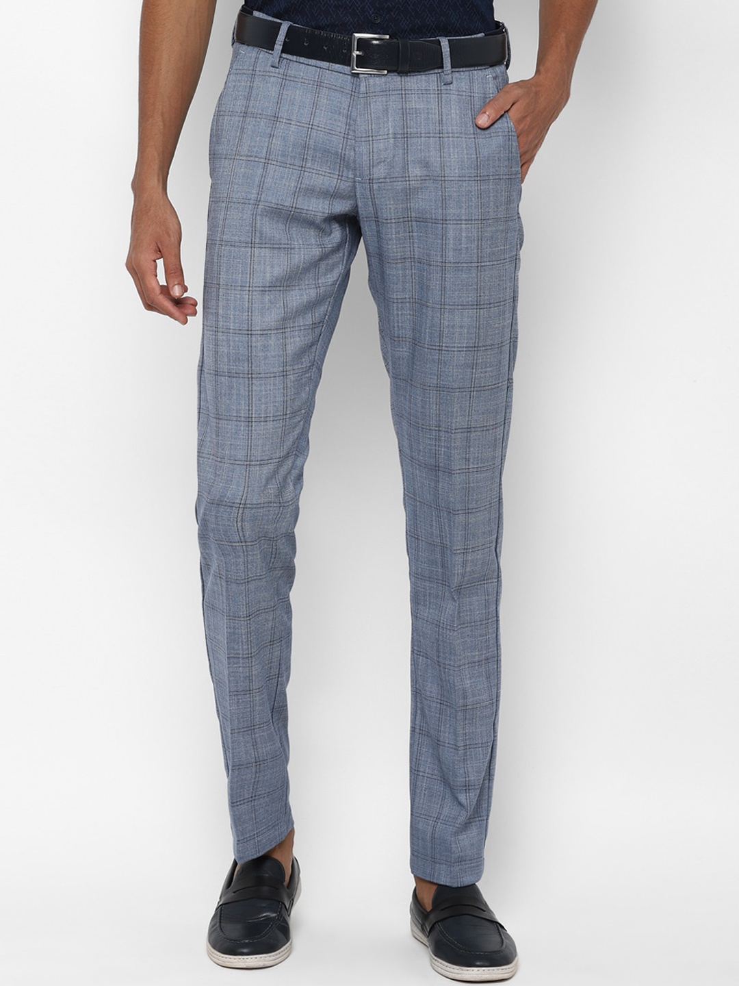 

Allen Solly Men Blue Checked Regular Fit Trousers
