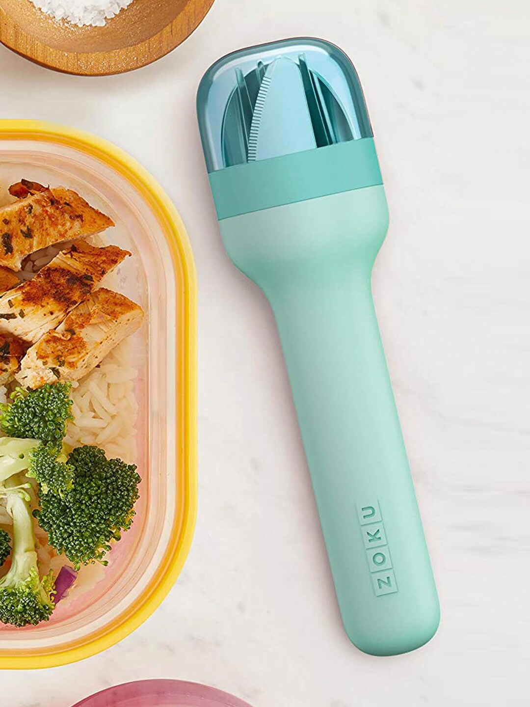 

ZOKU Blue & Silver-Toned 3 Pieces Stainless Steel Pocket Utensil Set
