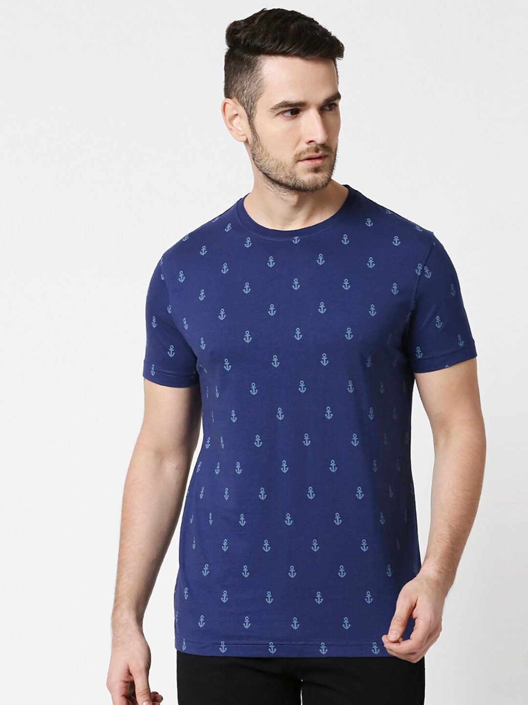 

Bewakoof Men Blue Printed T-shirt