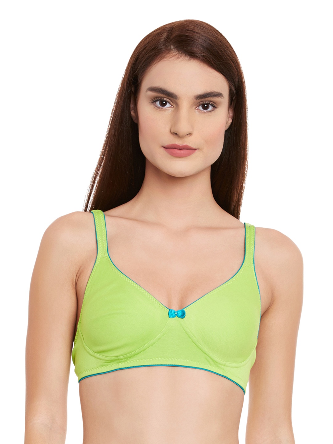 

Clovia Cotton Non-Padded Wirefree Bra With Demi Cups - Green