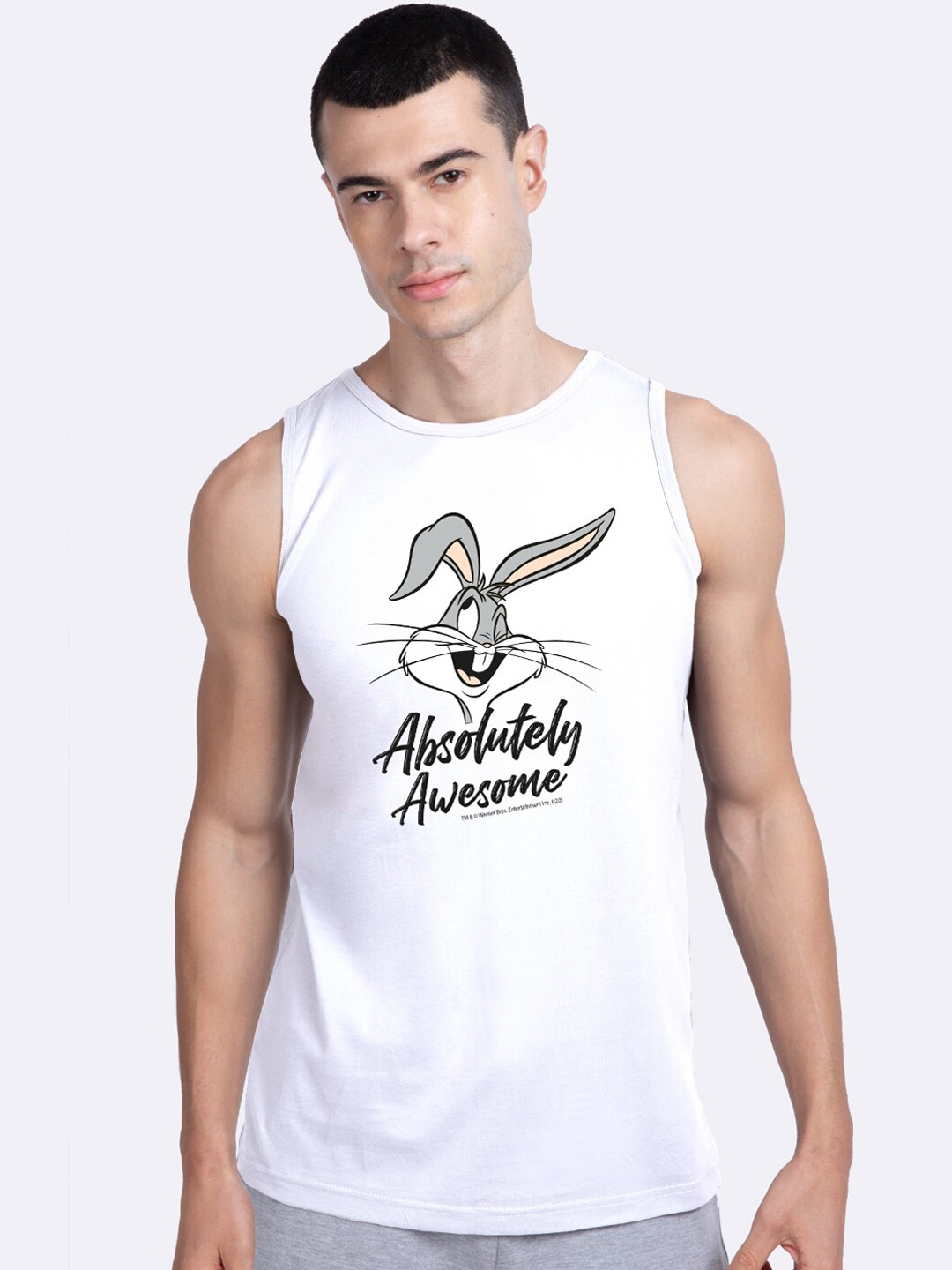 

Bewakoof Men White & Black Printed Cotton Innerwear Vest 287784