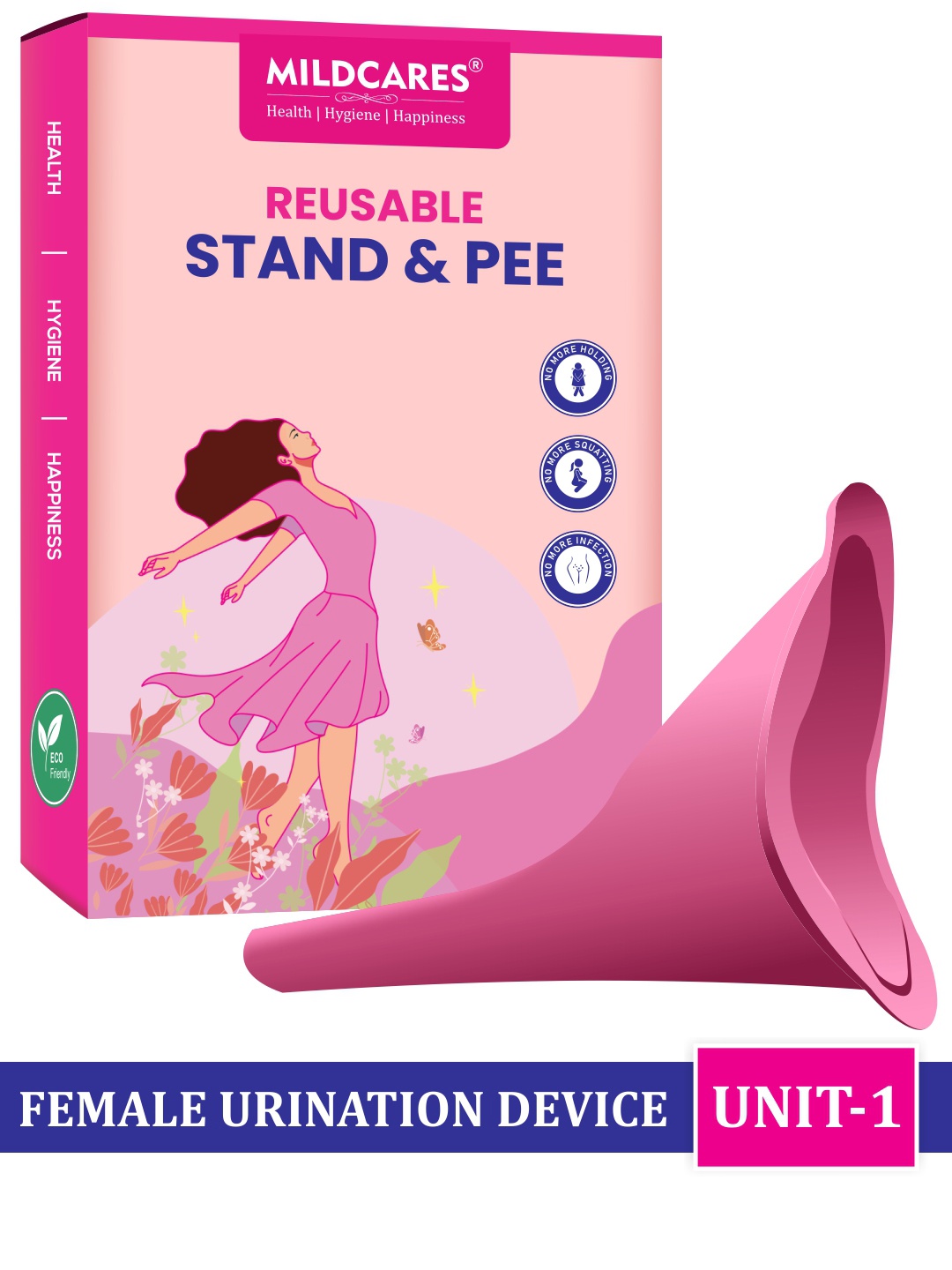 

GYNOCUP Women Leak-Proof Silicone Stand & Pee Reusable Female Urination Device, Pink