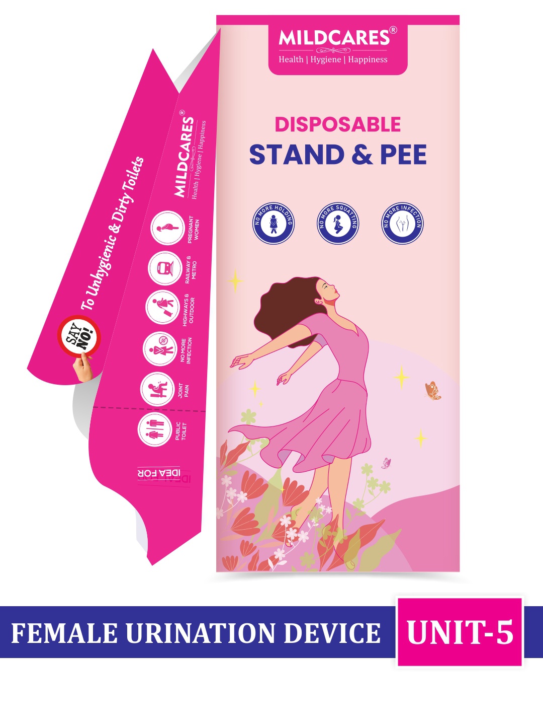 

GYNOCUP Women Stand & Pee Disposable Portable Urinal Cup - 10 Pieces, Pink
