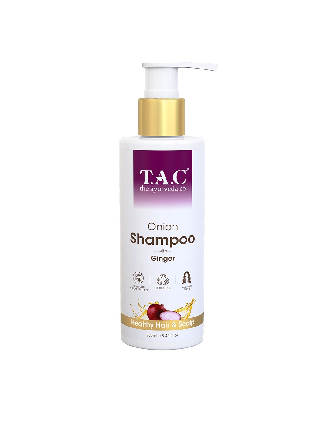 

TAC- The Ayurveda Co. Onion Hair Shampoo With Ginger For Hair Growth & Hair Fall - 200ml, Purple