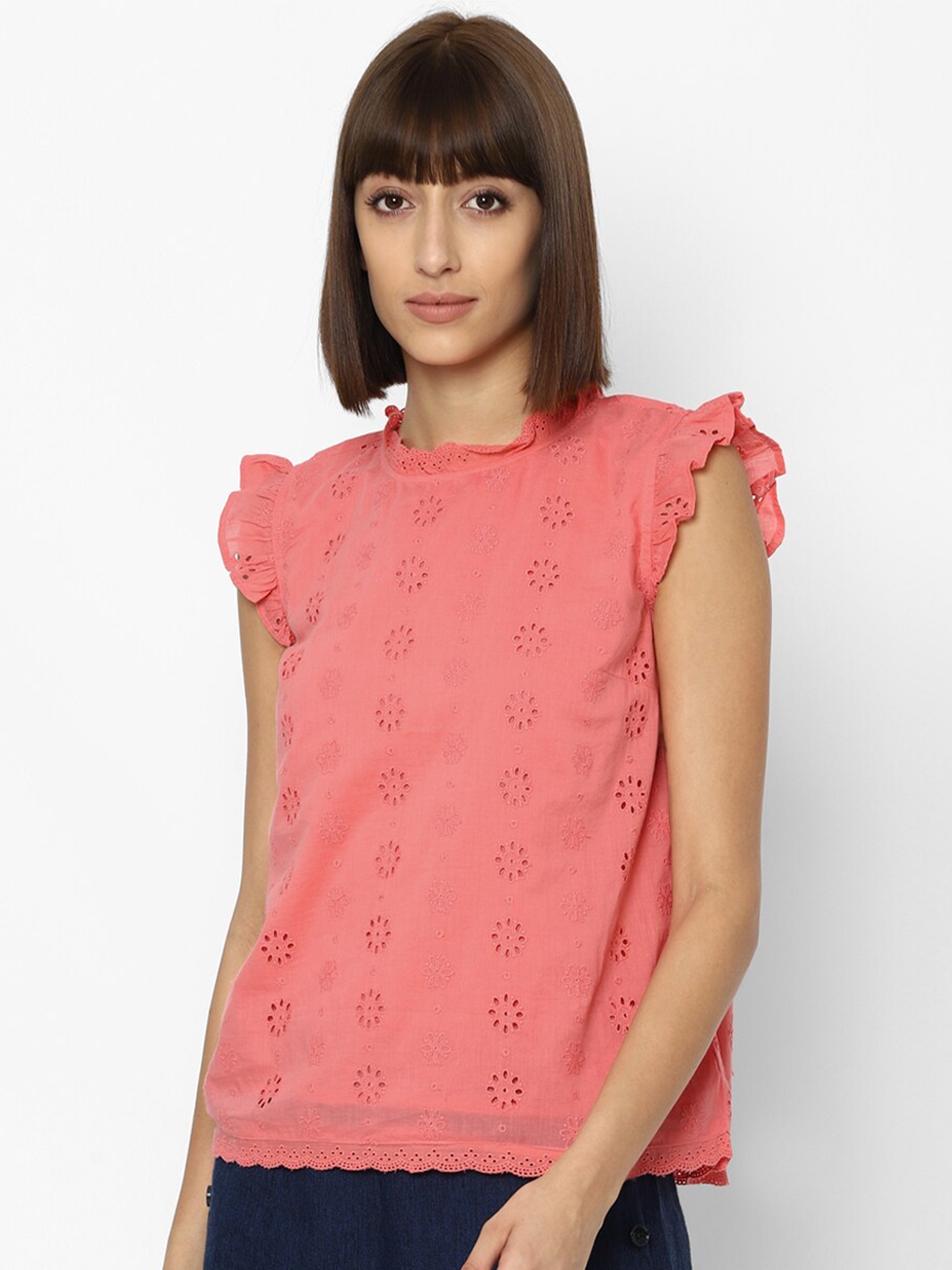 

Allen Solly Woman Pink Schiffli Regular Top