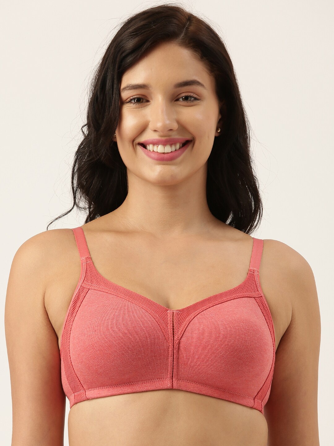 

Enamor Fab-Cool Full Coverage Non Padded and Wirefree Cotton T-Shirt Bra- AB75, Coral