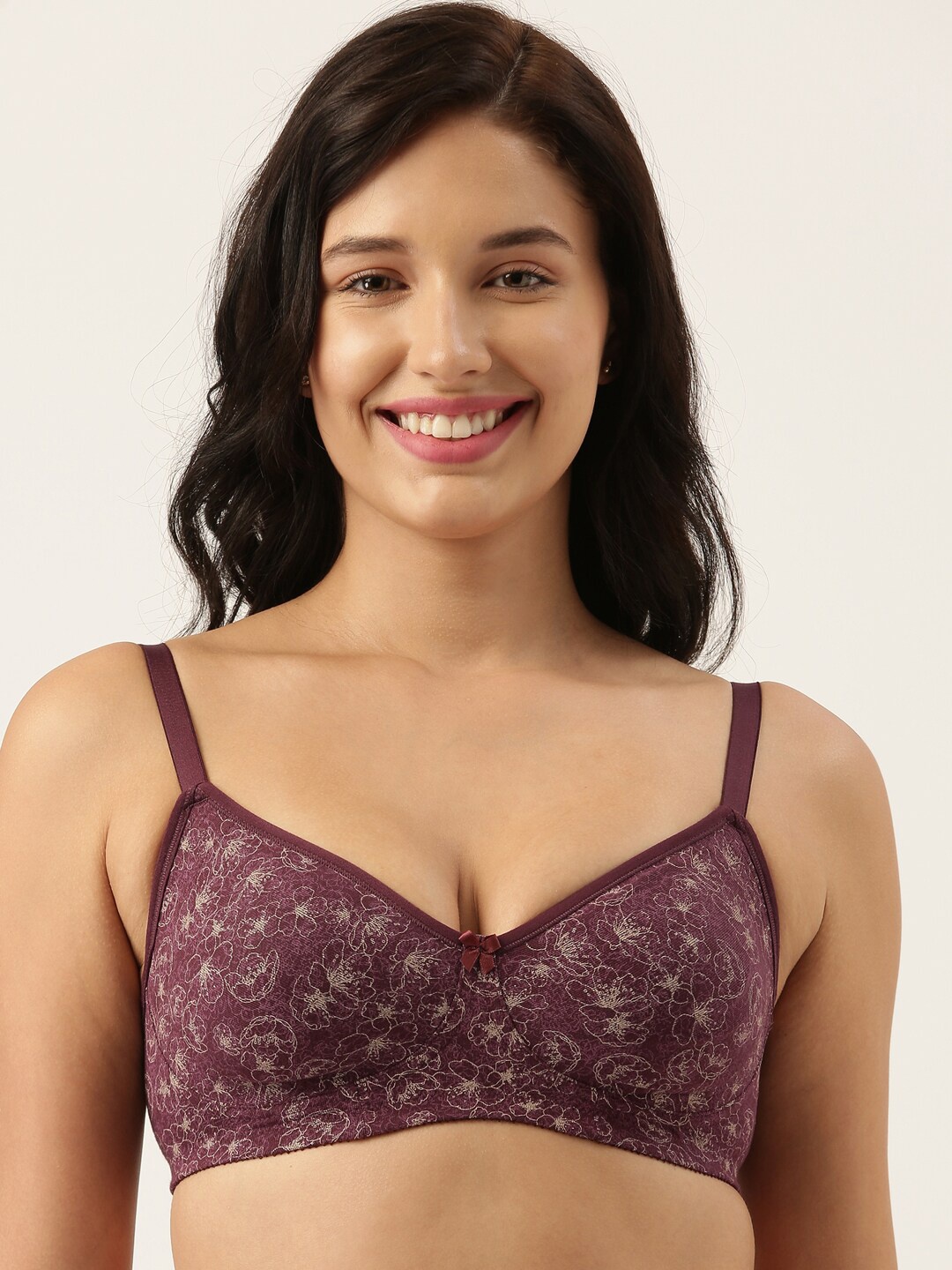 

Enamor Burgundy Floral Printed Everyday Bra