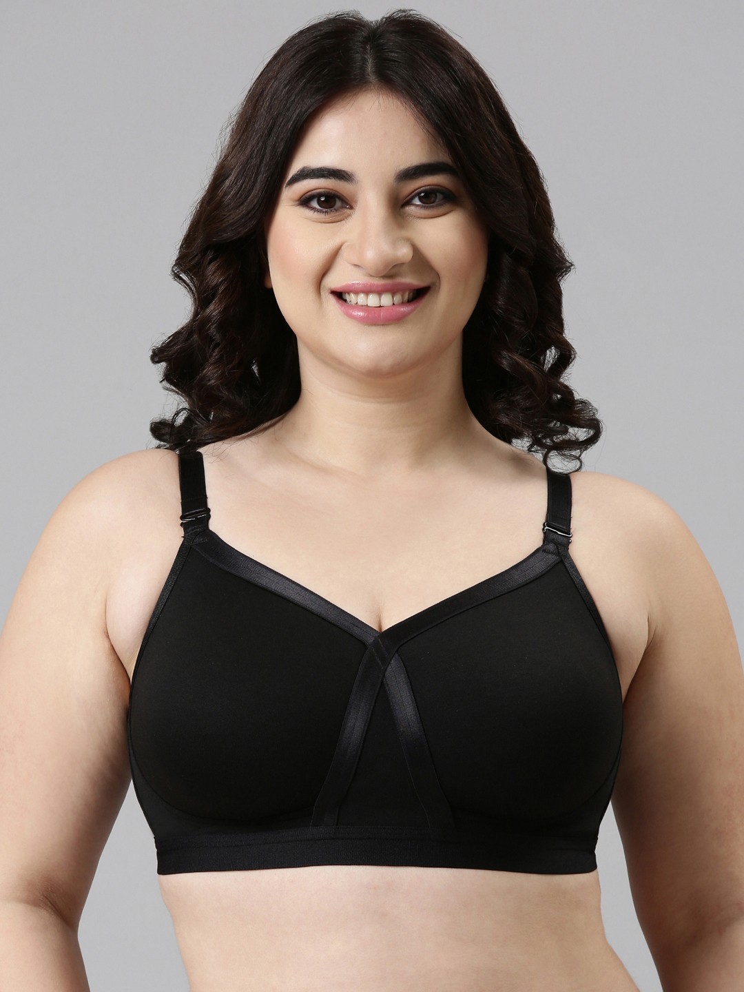 

Enamor Women Black Solid Full Coverage Everyday Bra