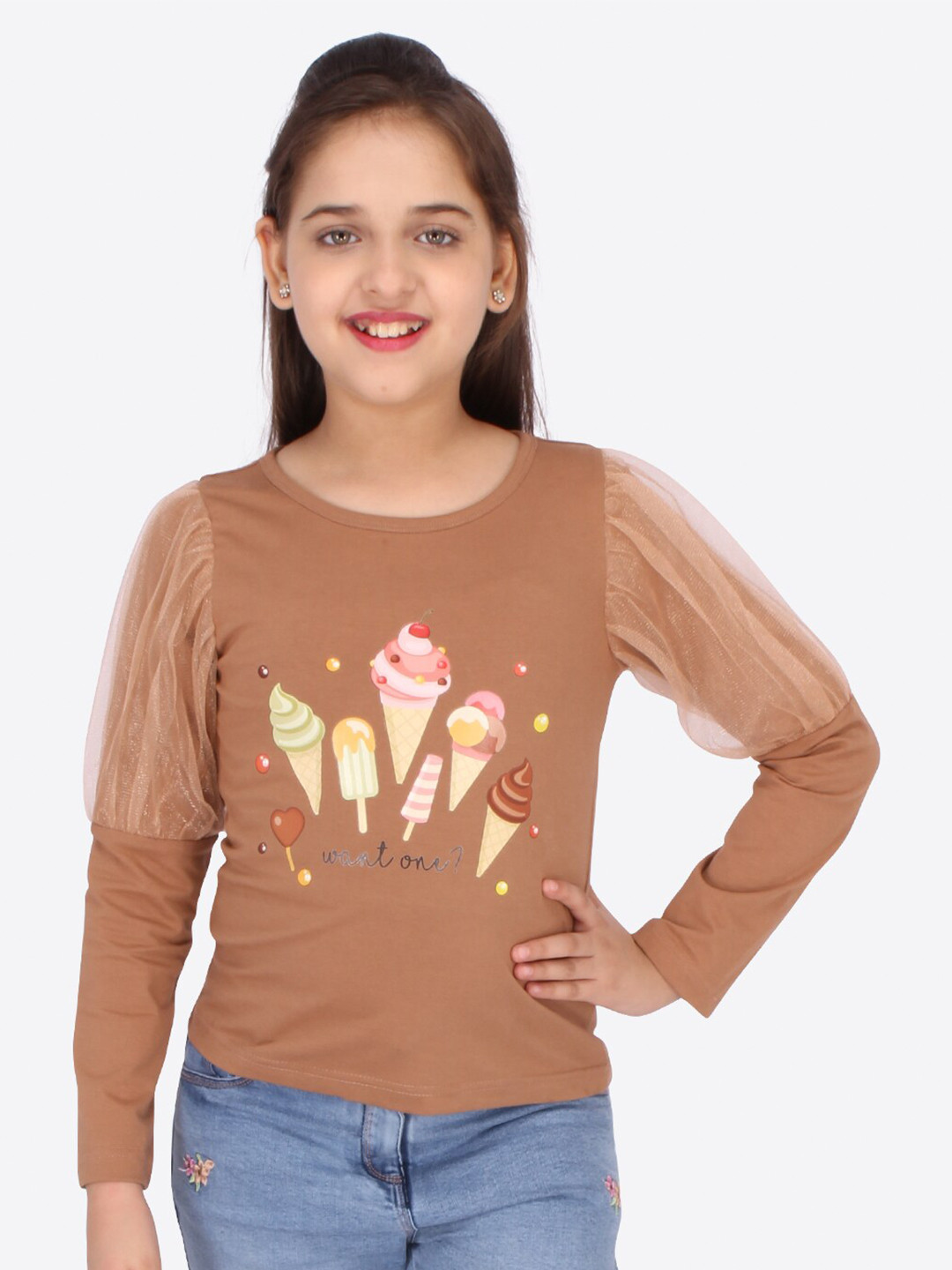 

CUTECUMBER Brown & tawny orange Regular Top