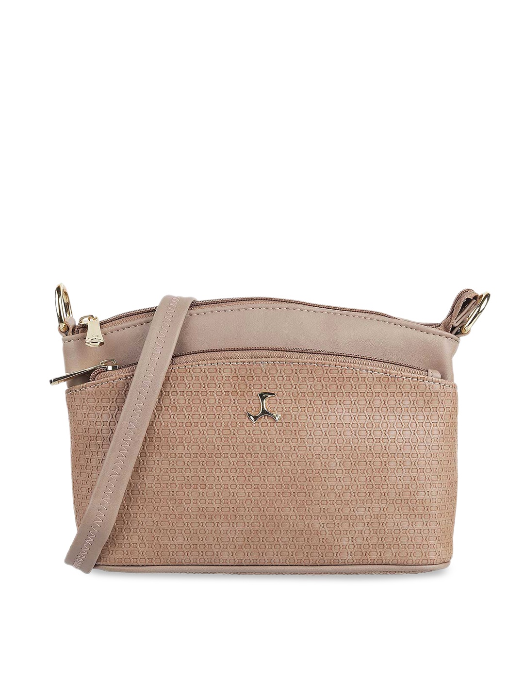 

Mochi Beige Textured PU Structured Sling Bag