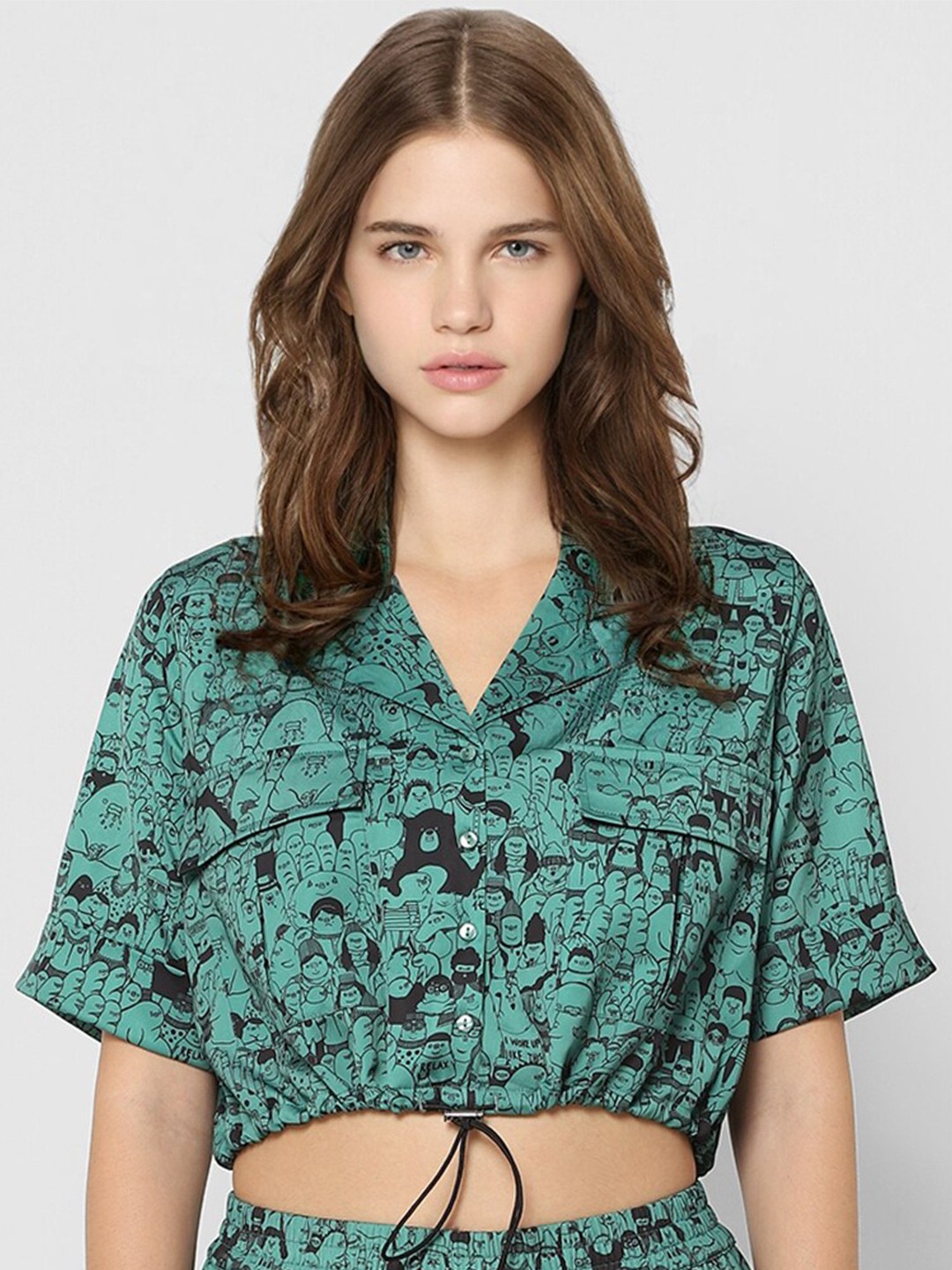 

ONLY Green Floral Regular Top
