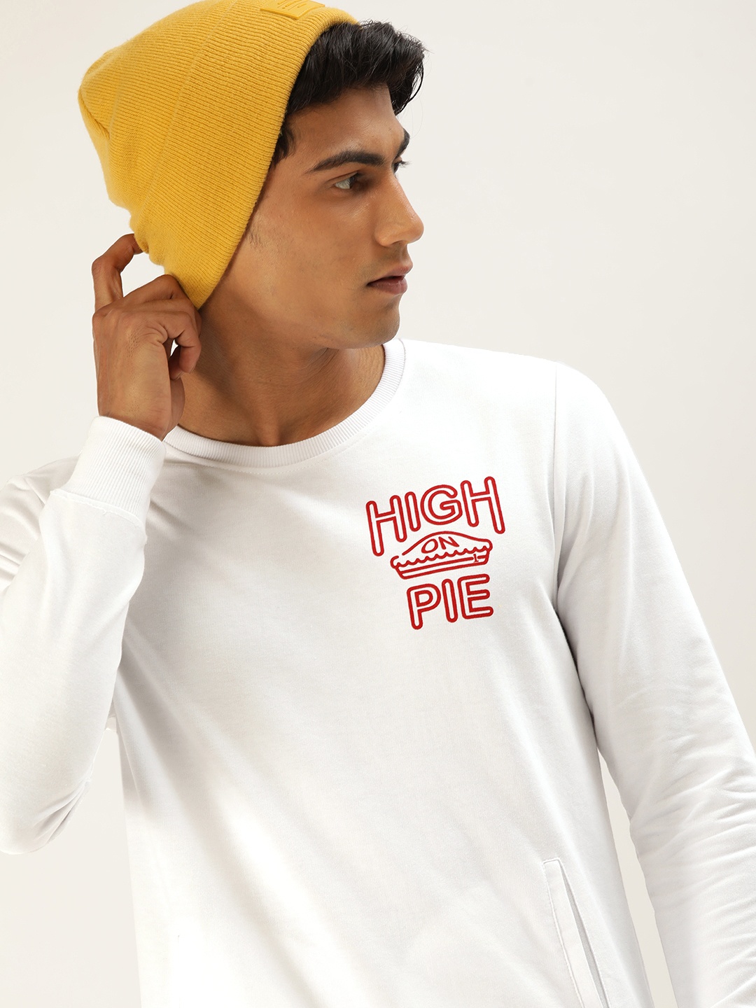 

SINGLE Men White Printed Sweatshirt