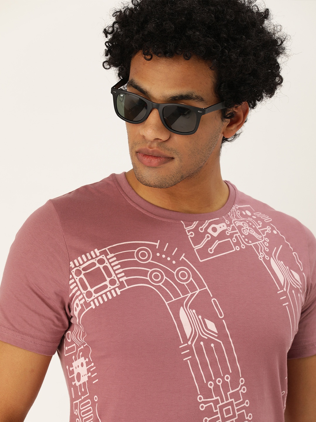 

SINGLE Men Mauve Printed Pure Cotton T-shirt