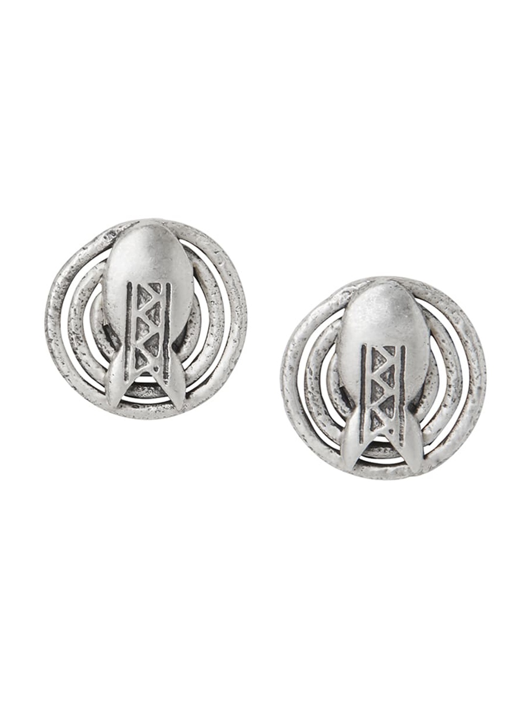 

Masaba Silver-Toned Contemporary Studs Earrings