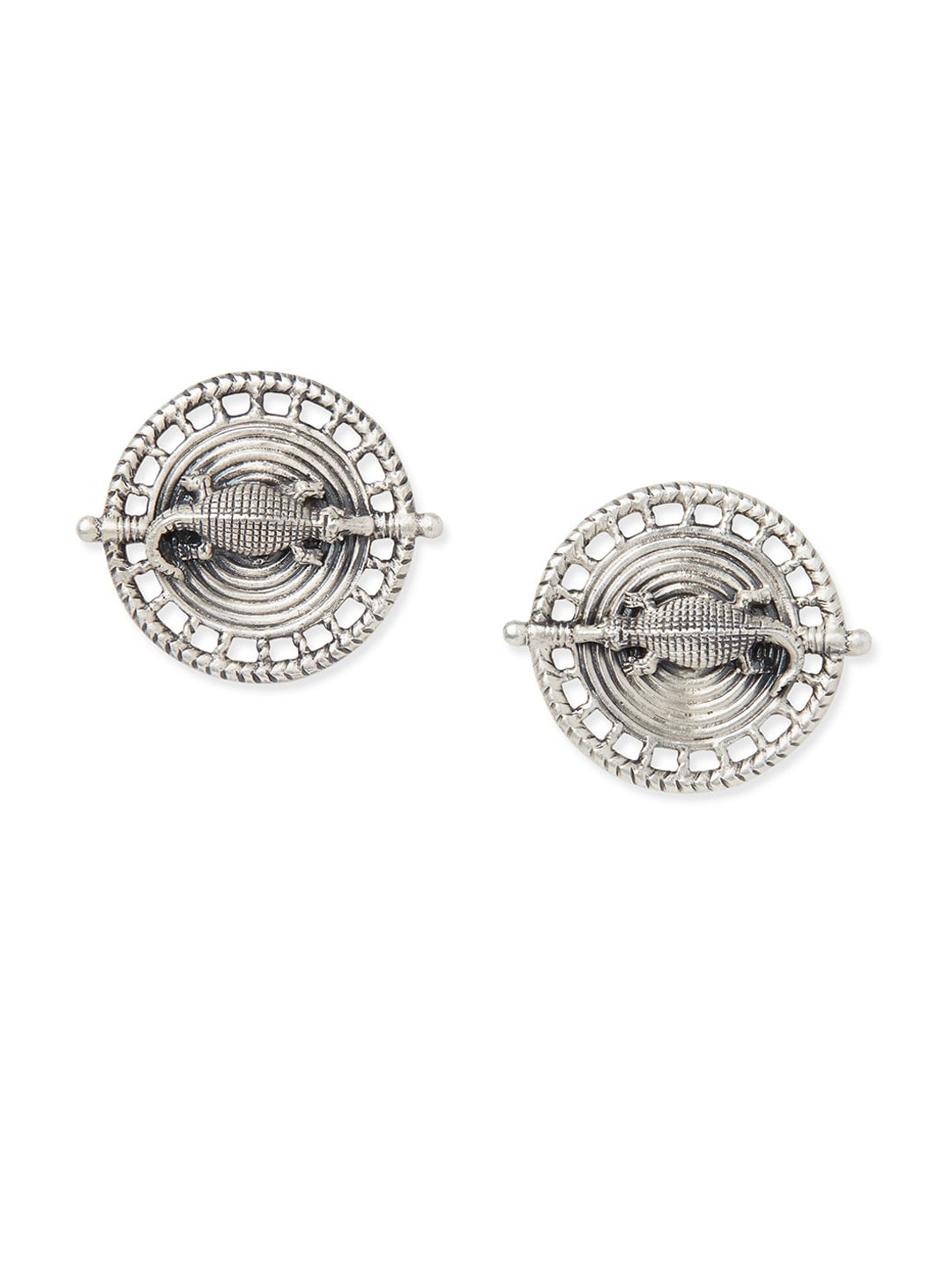 

Masaba Silver-Toned Contemporary Studs Earrings