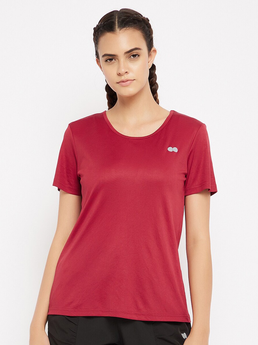 

Clovia Women Maroon V-Neck Pockets T-shirt