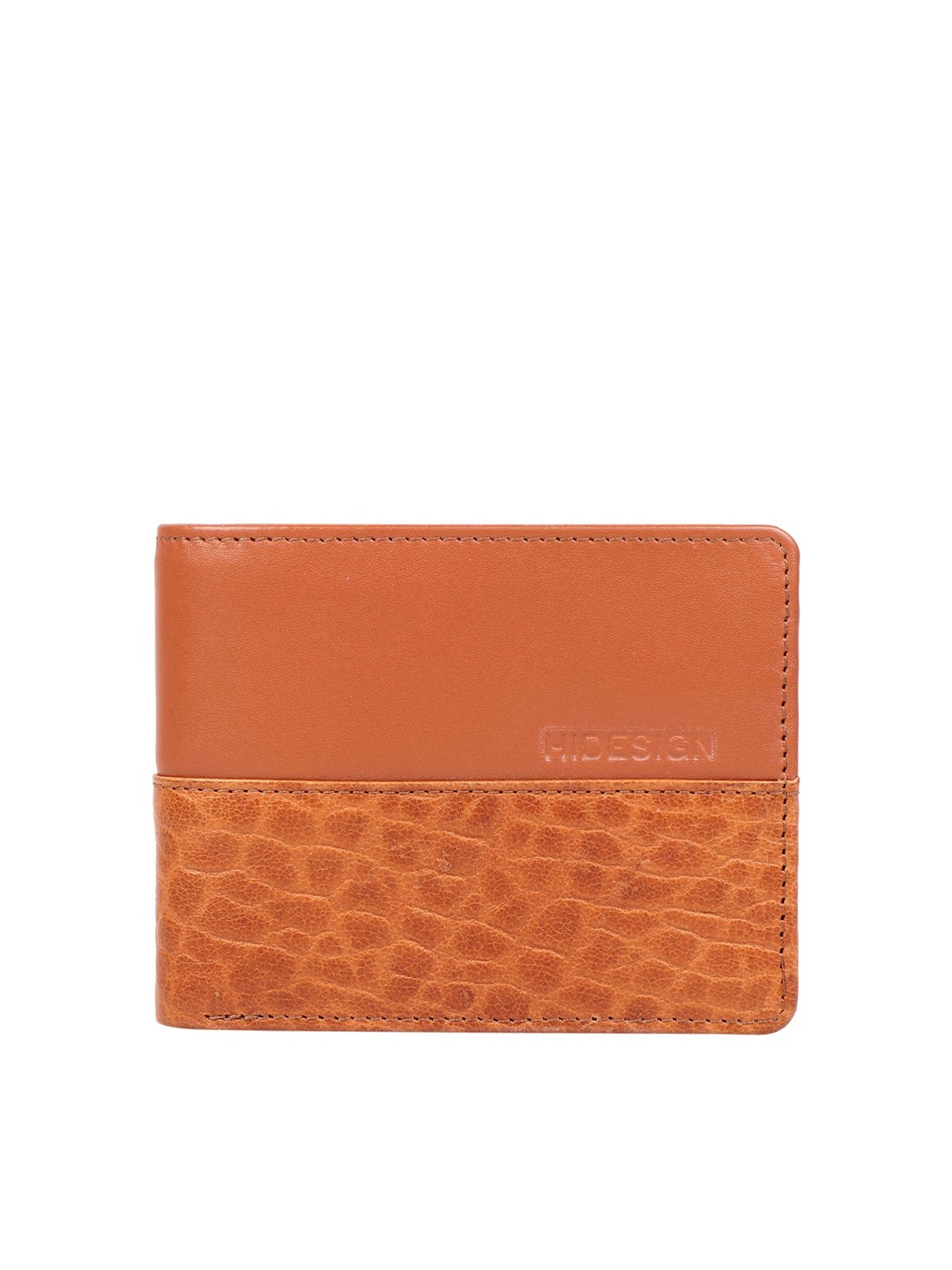 

Hidesign Men Tan Textured Leather Two Fold Wallet