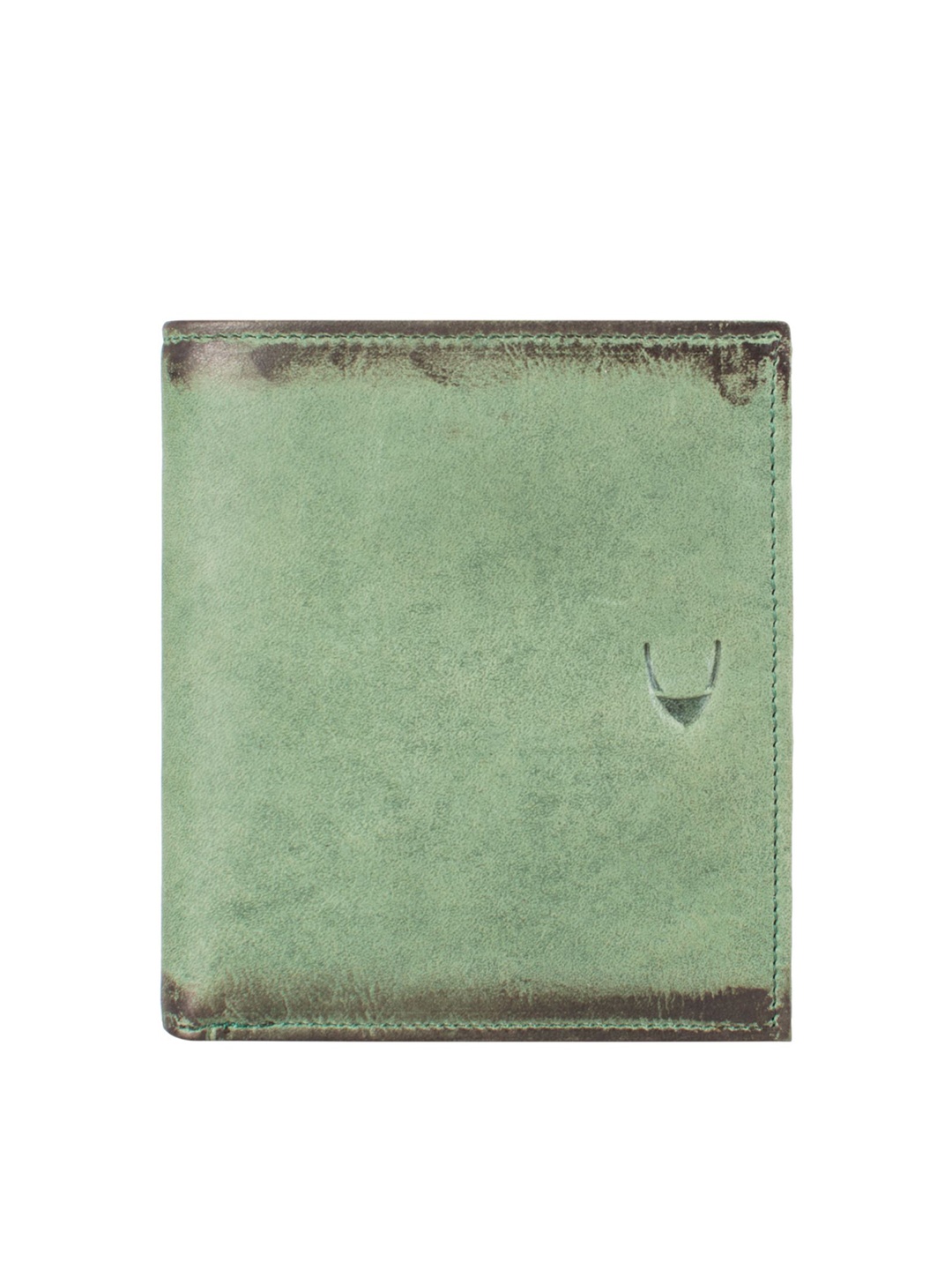 

Hidesign Men Green Leather Two Fold Wallet