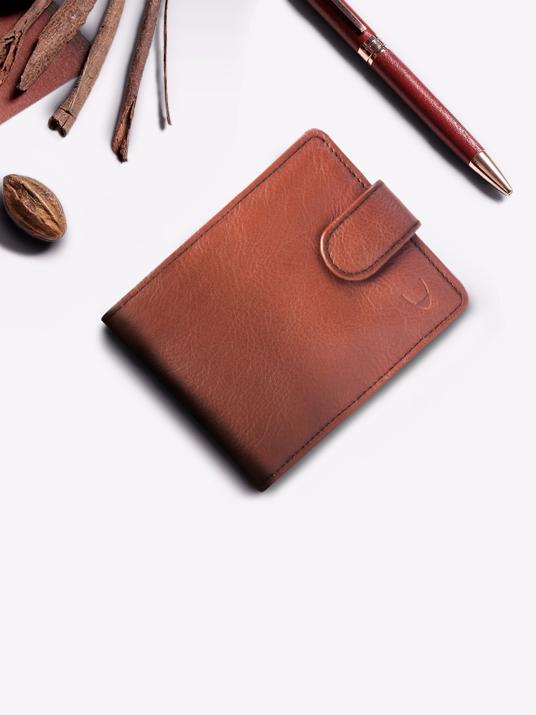 

Hidesign Men Tan Textured Leather Two Fold Wallet