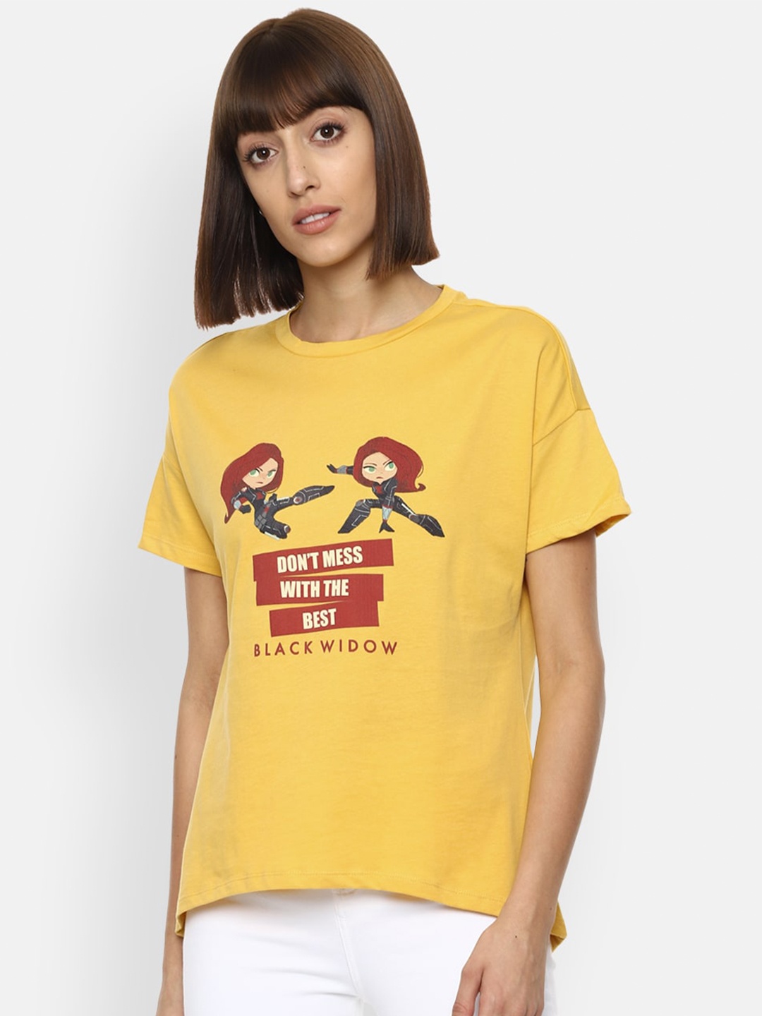 

Van Heusen Woman Women Yellow Graphic Printed T-shirt