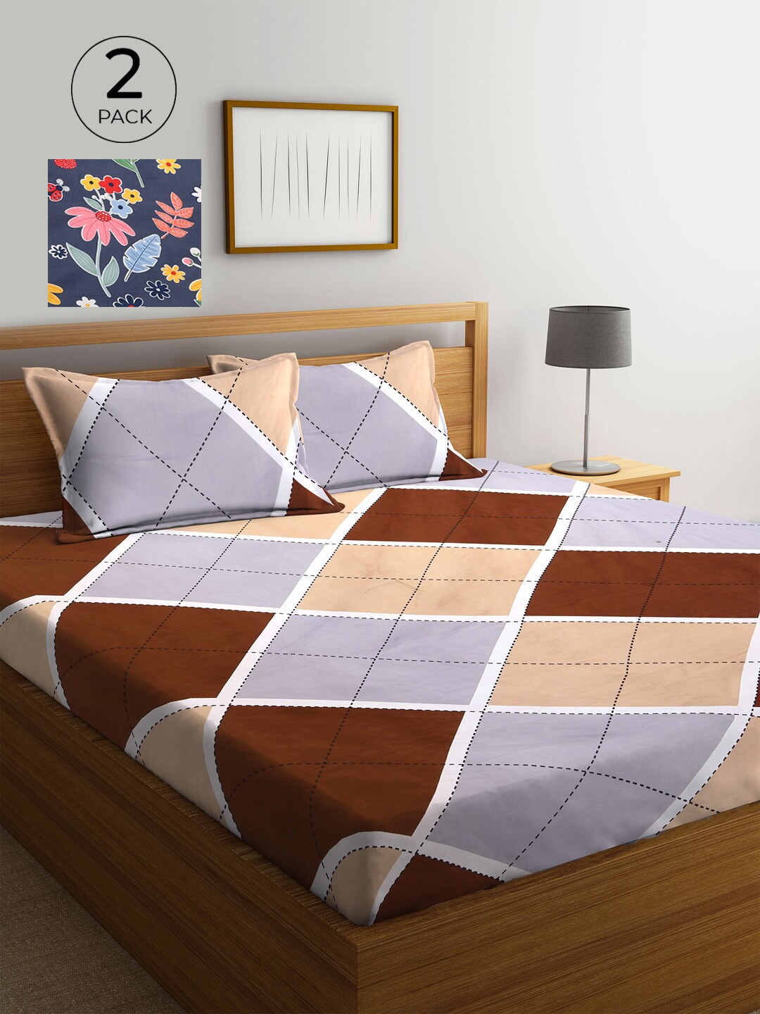 

KLOTTHE Multicoloured Floral 210 TC 2 King Bedsheet with 4 Pillow Covers, Multi