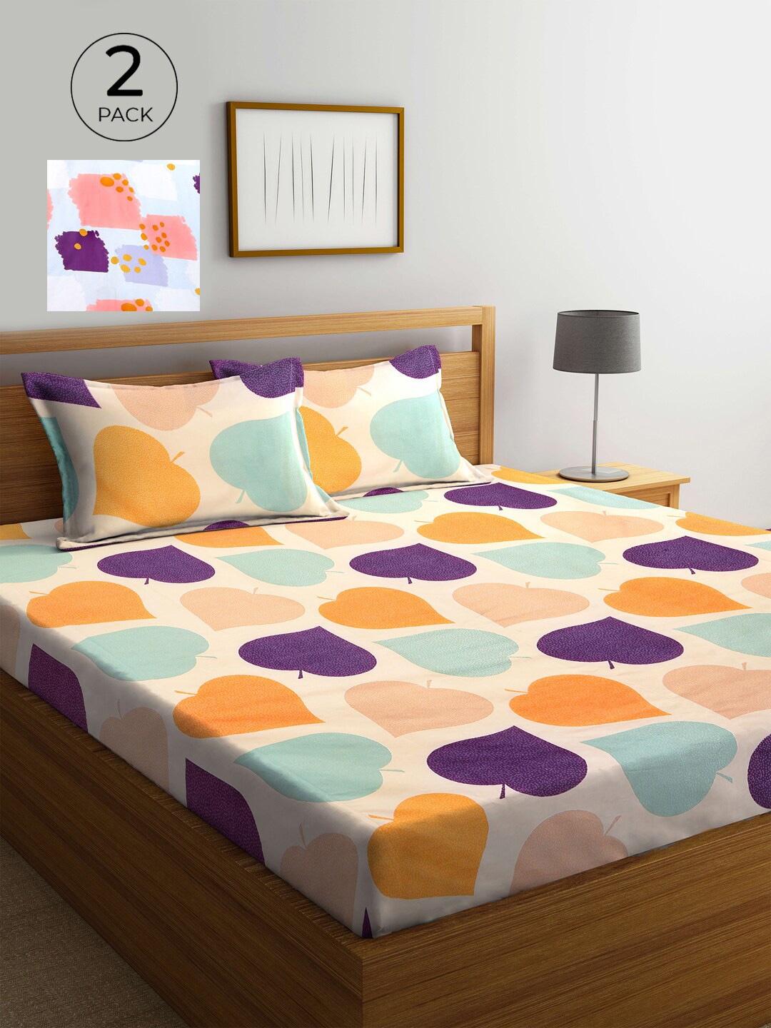 

KLOTTHE Multicoloured 210 TC 2 King Bedsheet with 4 Pillow Covers, Multi