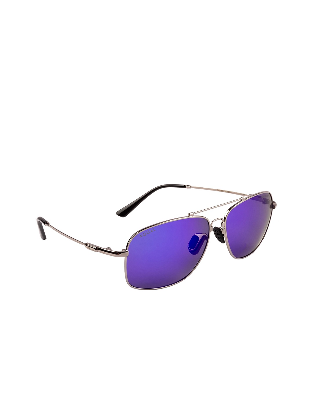 

EQUAL Unisex Blue Lens & Black Aviator Sunglasses with UV Protected Lens 7010 62013-136 C3