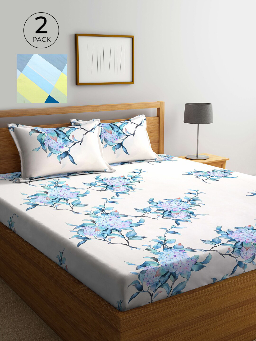 

KLOTTHE Multicolored Floral 300 TC 2 King Bedsheet with 4 Pillow Covers, Multi