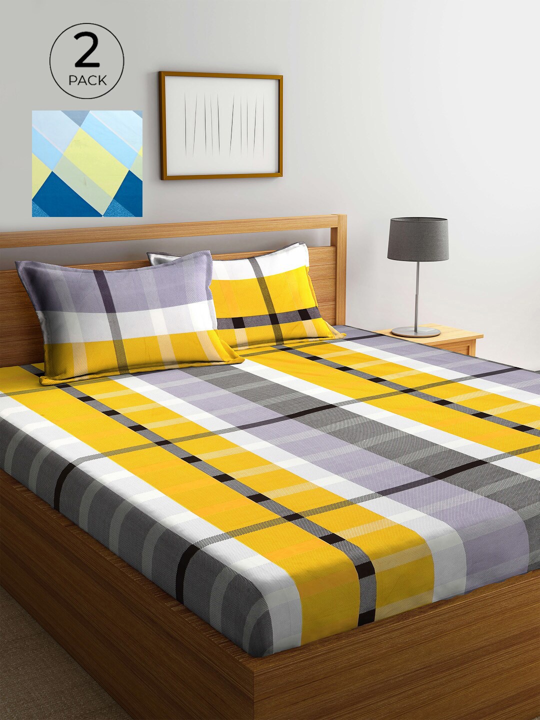 

KLOTTHE Multicoloured Geometric 210 TC 2 Queen Bedsheet with 4 Pillow Covers, Multi