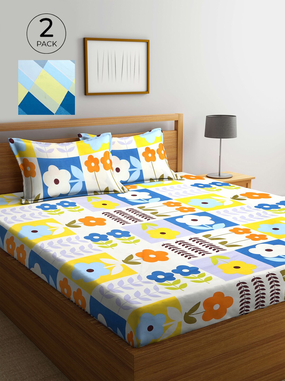 

KLOTTHE Multicoloured Floral 210 TC 2 Queen Bedsheet with 4 Pillow Covers, Multi