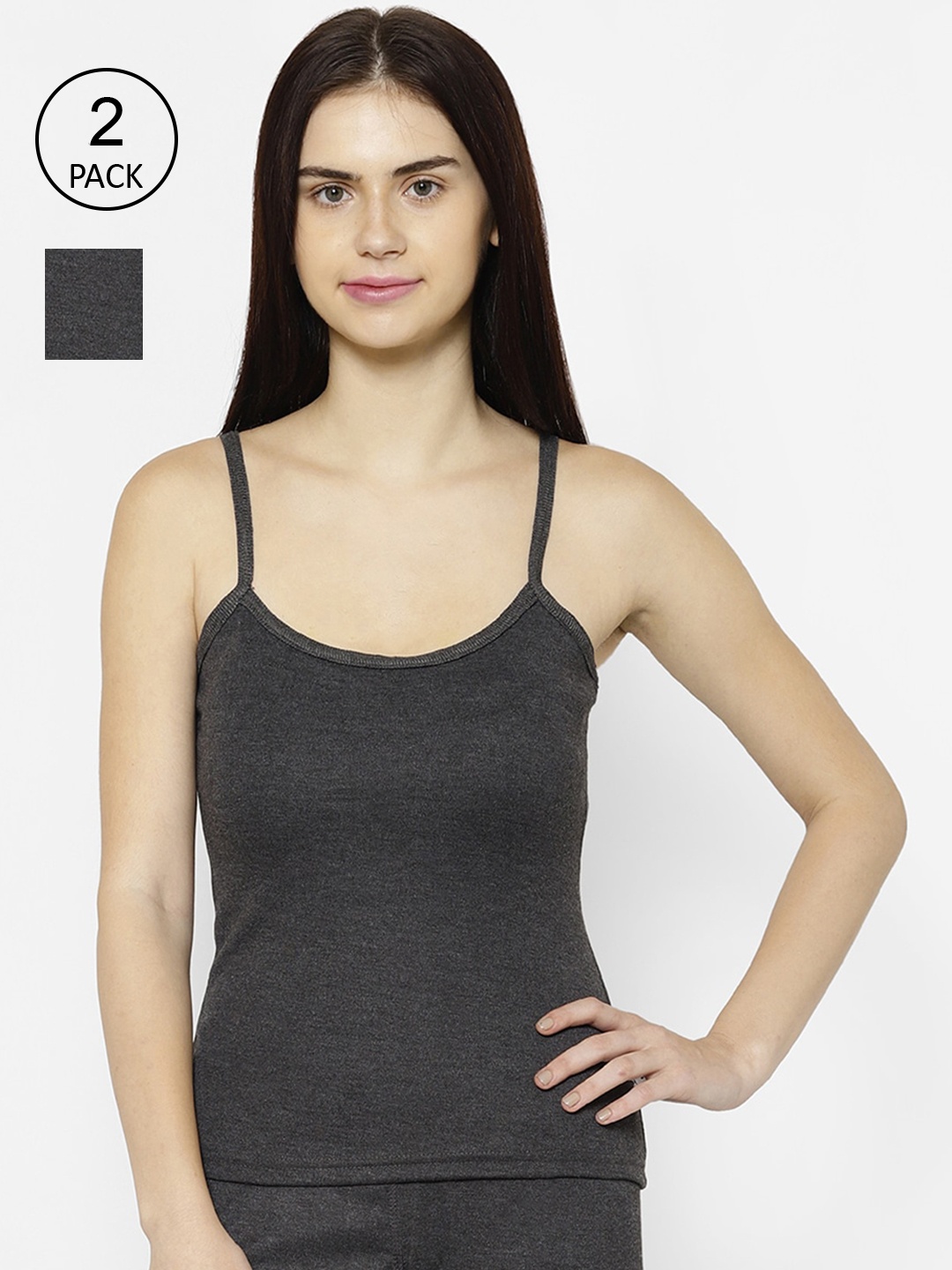 

VIMAL JONNEY Women Pack Of 2 Black Solid Thermal Tops