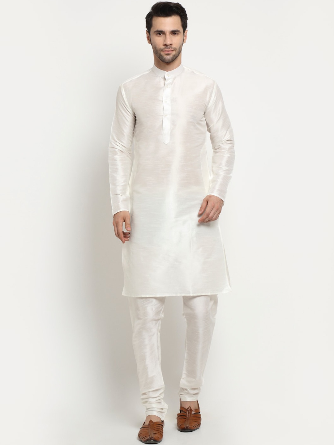 

NEUDIS Men White Solid Dupion Silk Kurta