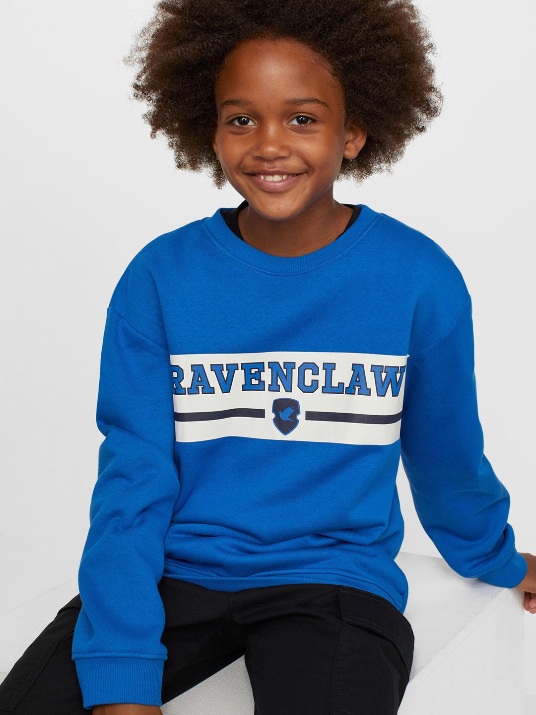 

H&M Girls Blue & White Printed Sweatshirt