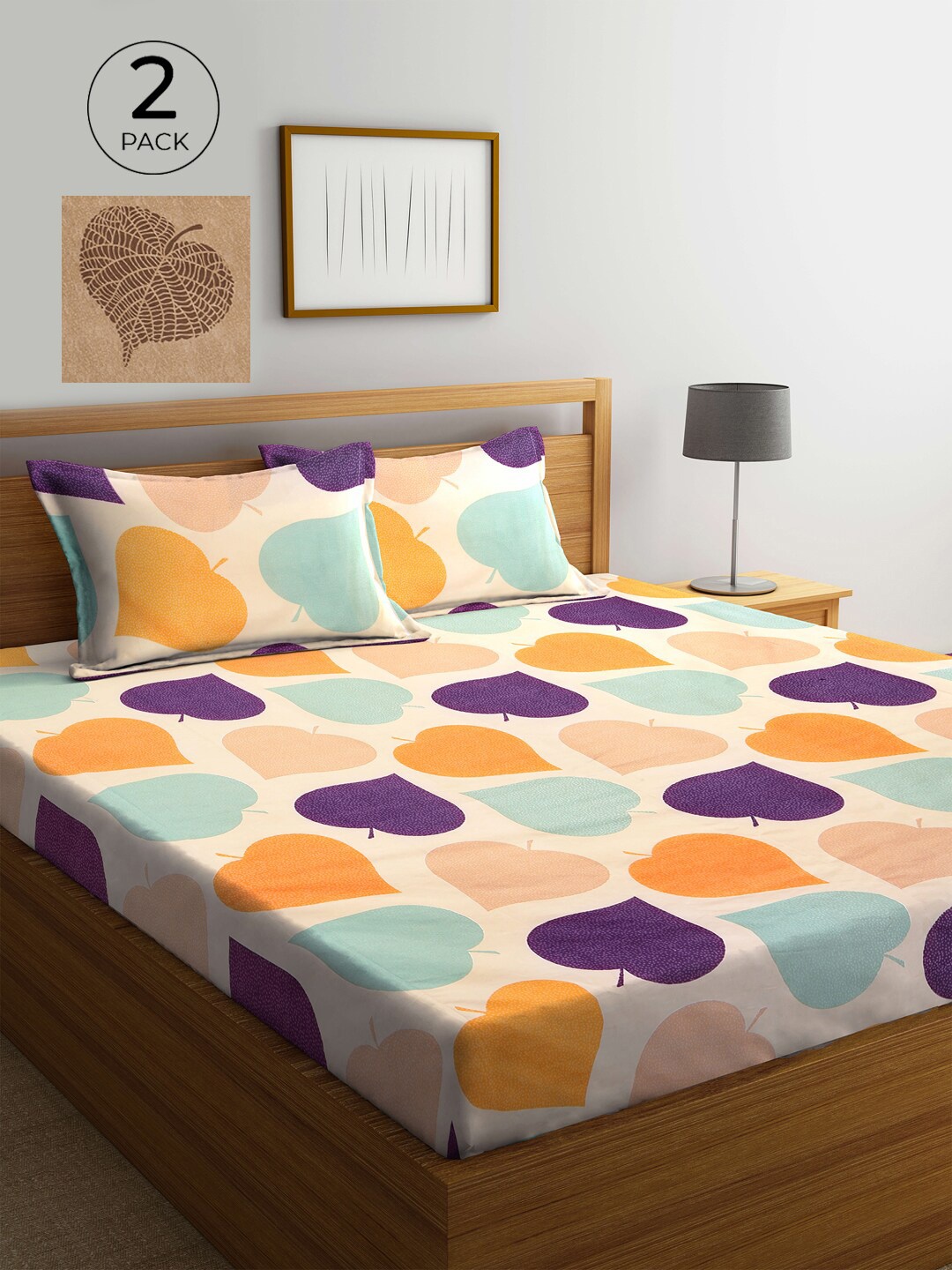 

KLOTTHE Pink & Brown 210 TC 2 King Bedsheet with 4 Pillow Covers