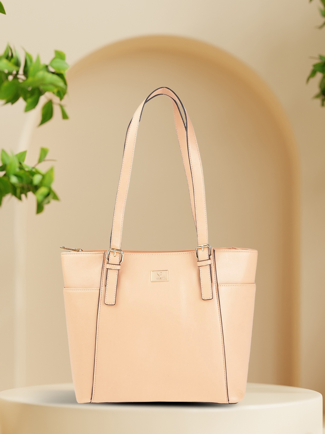 

Allen Solly Nude-Coloured Structured Shoulder Bag