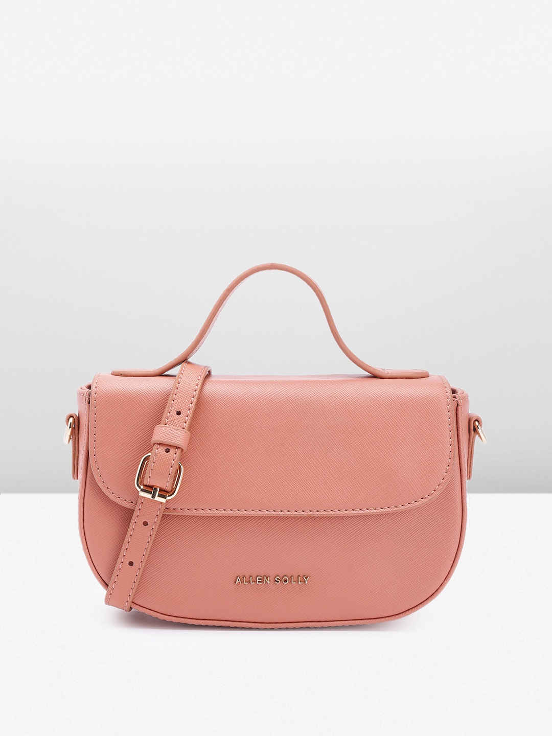 

Allen Solly Solid PU Half Moon Satchel, Coral