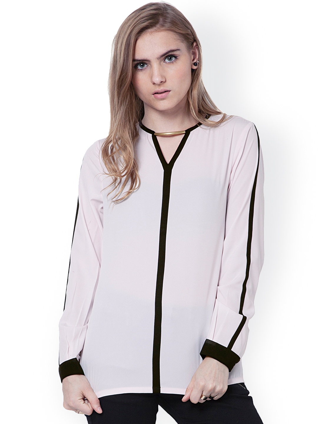 

FabAlley Women Off-white Solid Regular Top