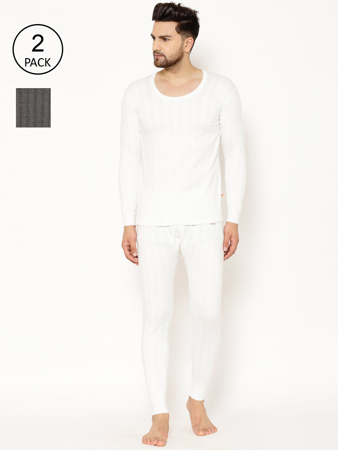 

VIMAL JONNEY Men Pack Of 2 Thermal Set, White