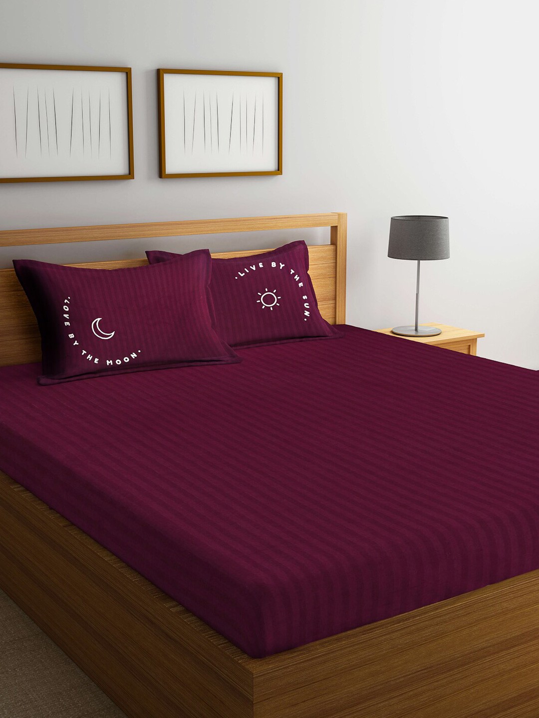 

DECOREALM Purple 300 TC Queen Bedsheet with 2 Pillow Covers