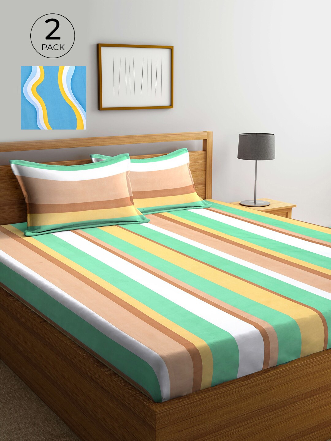 

KLOTTHE Multicoloured 210 TC 2 King Bedsheet with 4 Pillow Covers, Multi