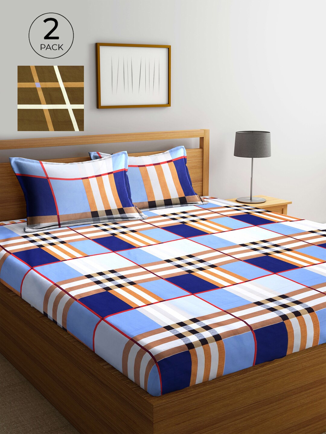 

KLOTTHE Multicoloured 210 TC 2 King Bedsheet with 4 Pillow Covers, Multi
