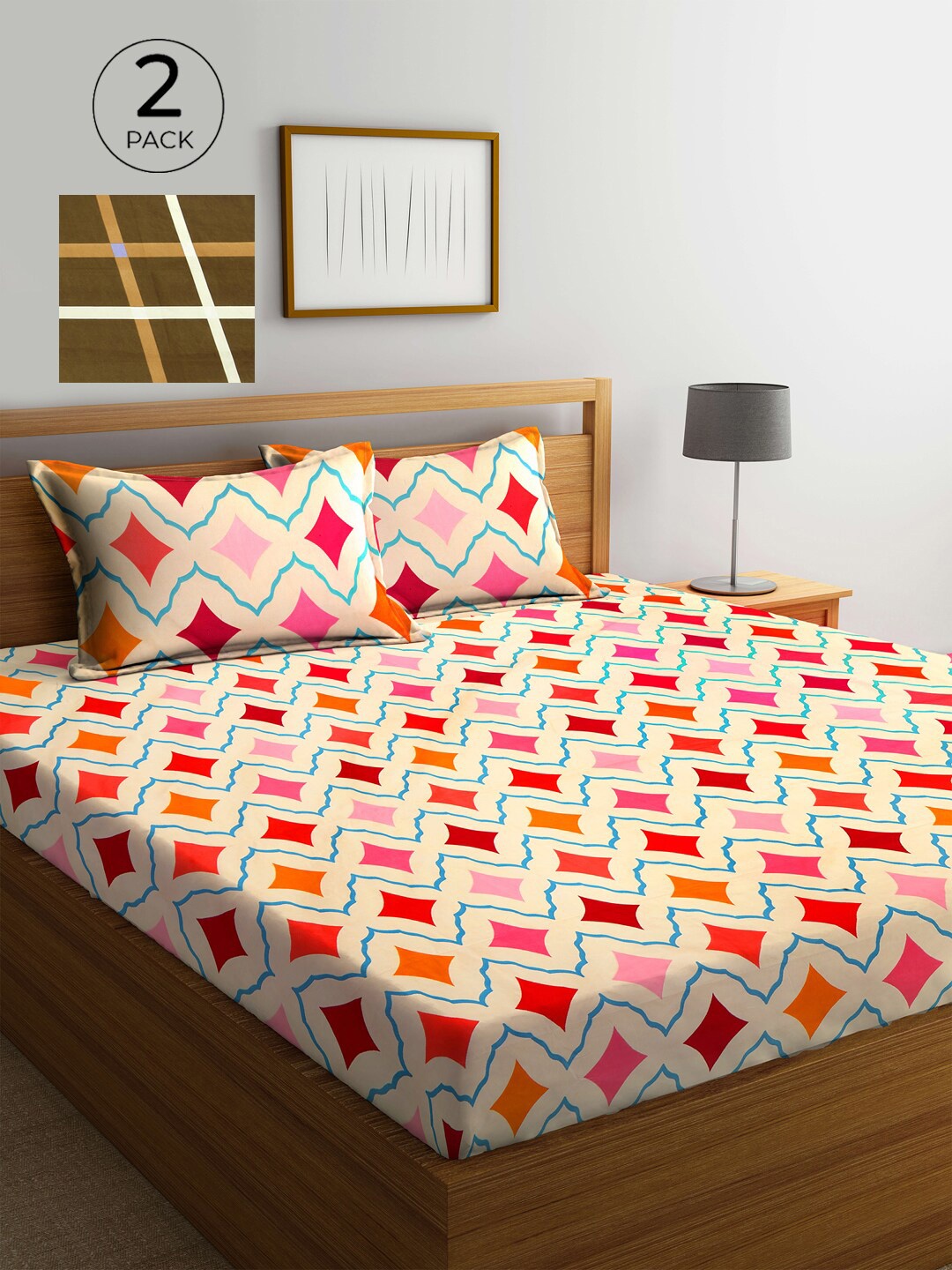 

KLOTTHE Red & Brown 210 TC 2 King Bedsheet with 4 Pillow Covers