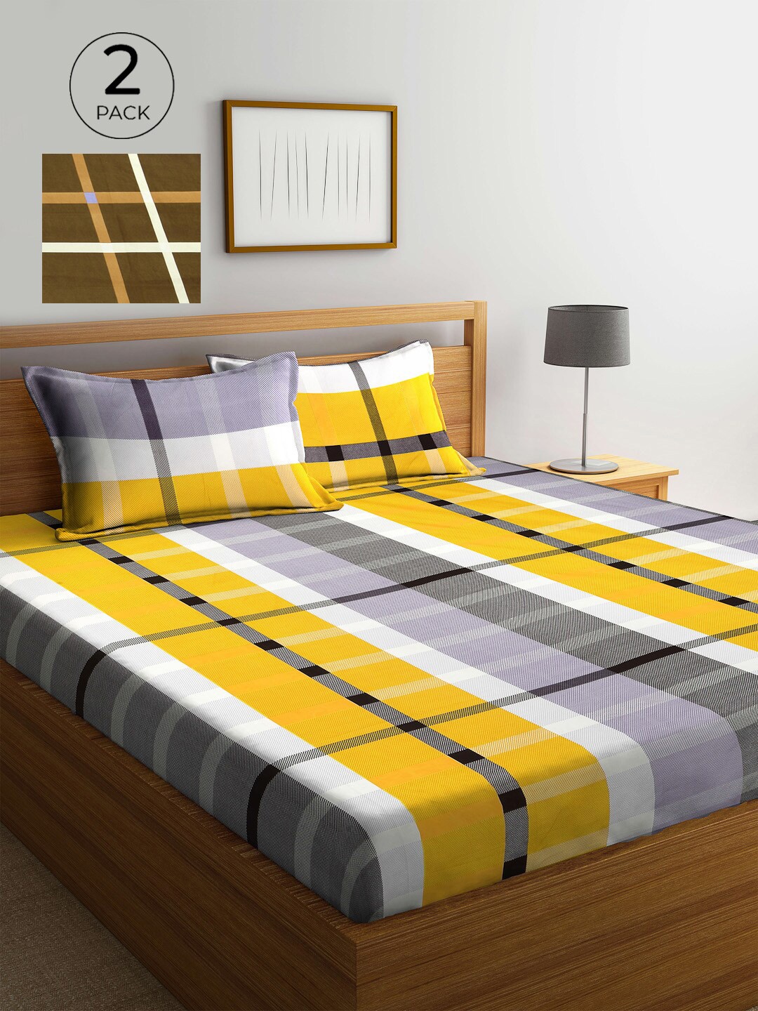 

KLOTTHE Multicoloured 210 TC 2 King Bedsheet with 4 Pillow Covers, Multi