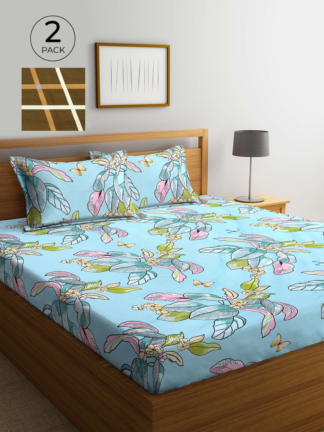 

KLOTTHE Multicoloured 210 TC 2 King Bedsheet with 4 Pillow Covers, Multi